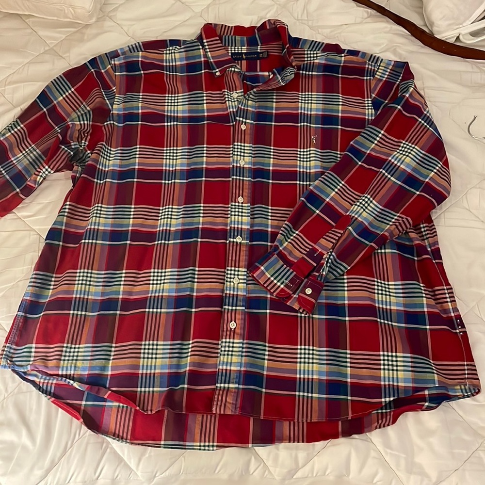 NWOT Ralph Lauren Red Plaid LS Oxford Button Down, sz 3XLB